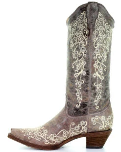 Corral Women's Crater With Bone Embroidery Western Boots - Snip Toe -Ariat Western Outlet Store 045S76 41 LT