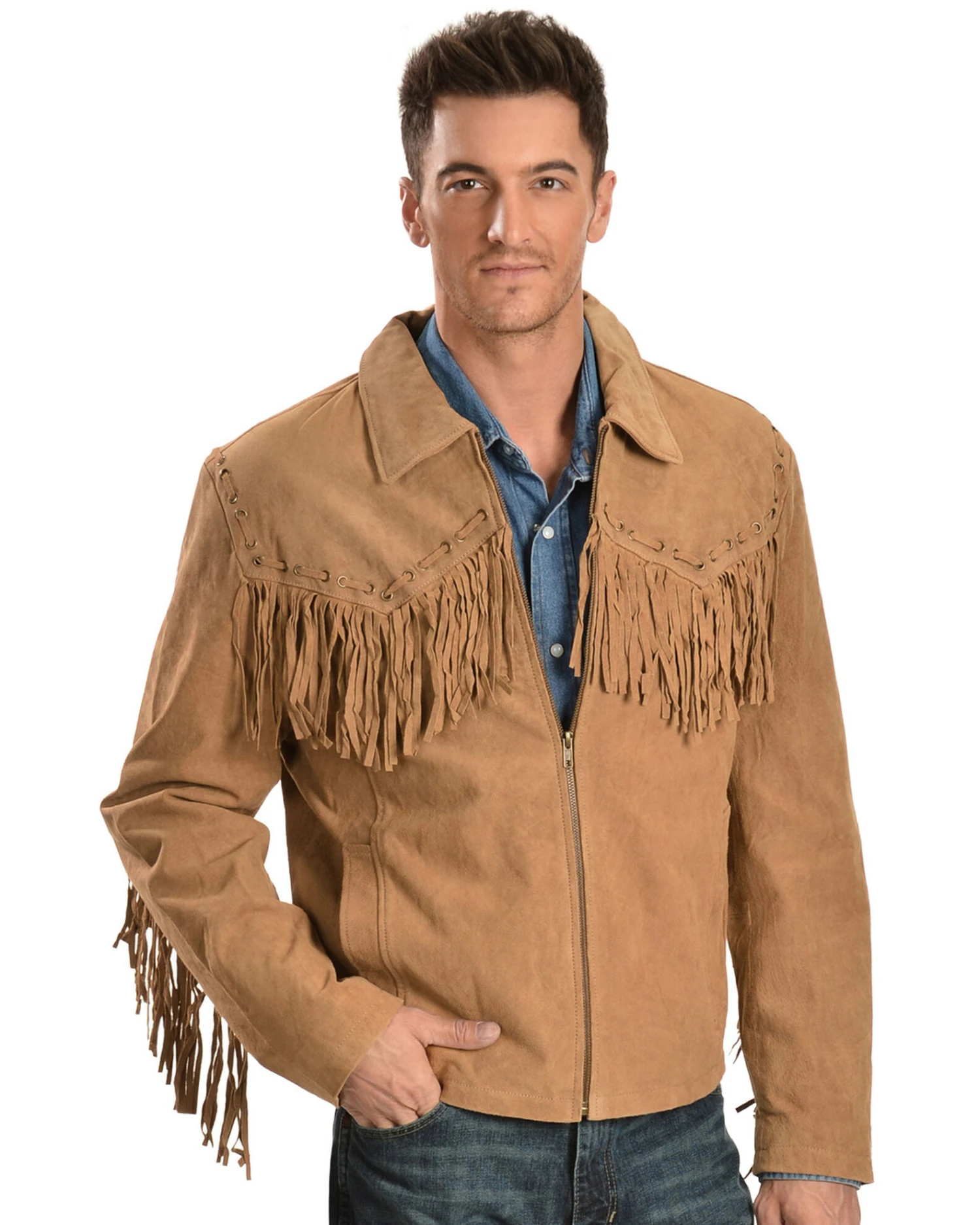 Scully Men's Boar Suede Fringe Jacket 2 Scully Men's Boar Suede Fringe Jacket - Image 2