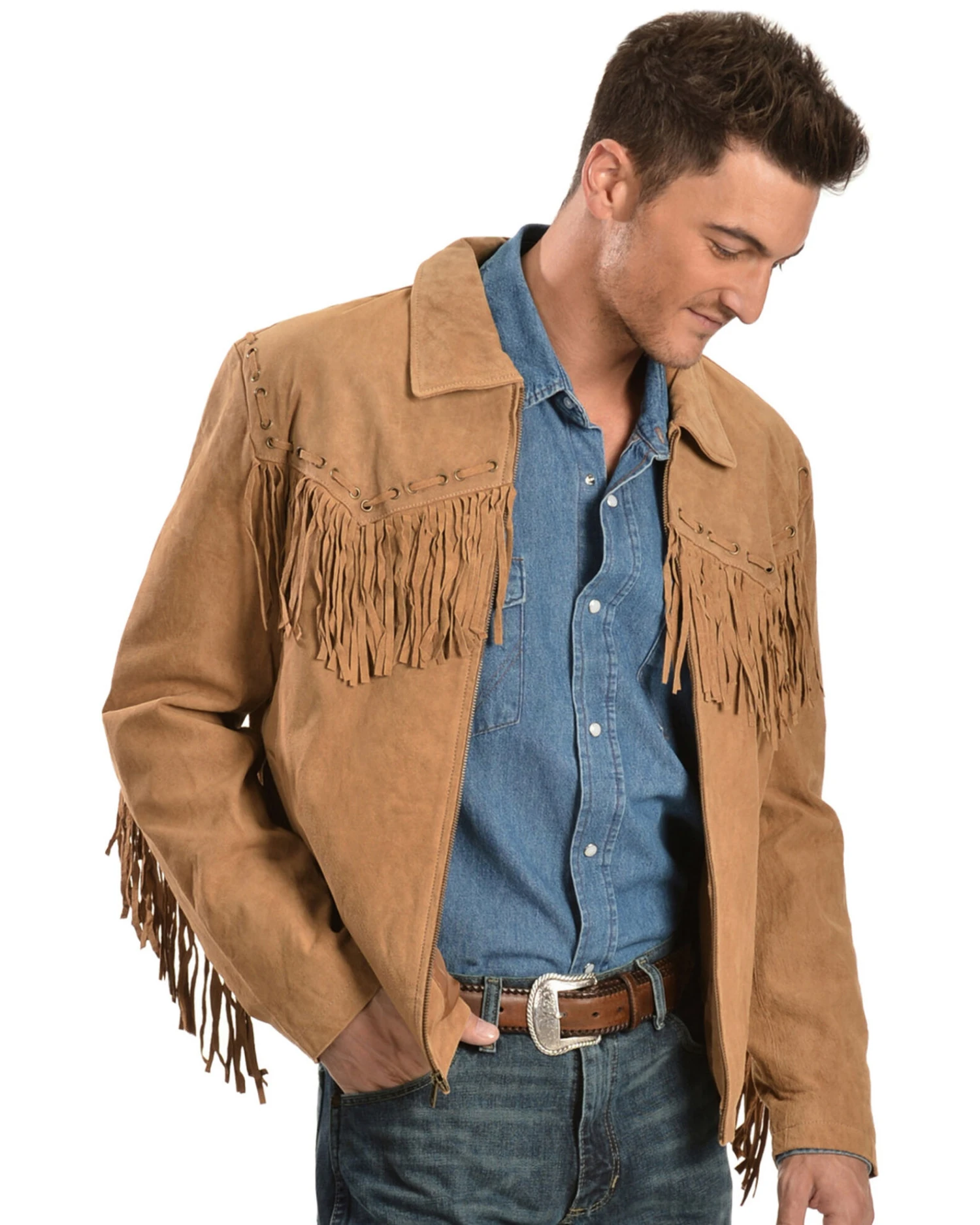 Scully Men's Boar Suede Fringe Jacket 1 Scully Men's Boar Suede Fringe Jacket