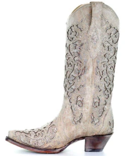 Corral Women's White Glitter Inlay Western Boots 9 Corral Women's White Glitter Inlay Western Boots -Ariat Western Outlet Store 2000213128 100 LT