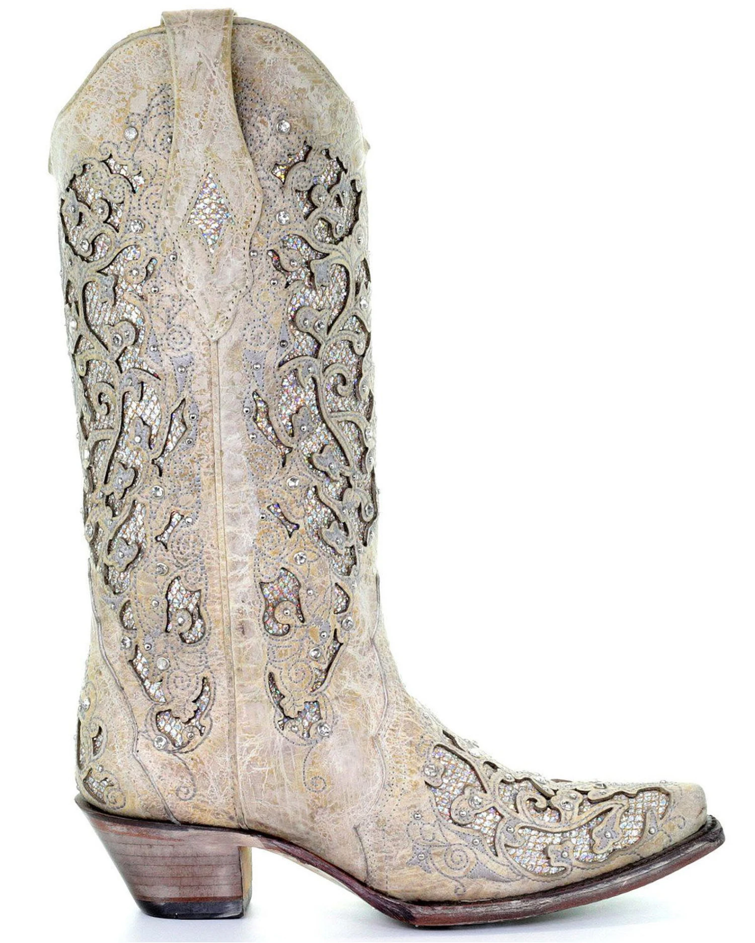 Corral Women's White Glitter Inlay Western Boots 2 Corral Women's White Glitter Inlay Western Boots - Image 2