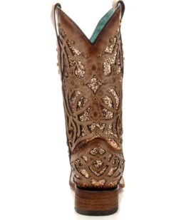 Corral Women's Orix Glitter Inlay & Studded Western Boots - Square Toe -Ariat Western Outlet Store 2000229513 200 BK