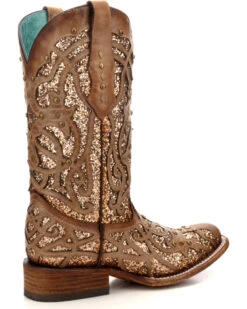 Corral Women's Orix Glitter Inlay & Studded Western Boots - Square Toe -Ariat Western Outlet Store 2000229513 200 D2