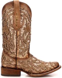 Corral Women's Orix Glitter Inlay & Studded Western Boots - Square Toe -Ariat Western Outlet Store 2000229513 200 RT