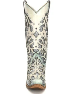Corral Women's White Turquoise Glitter Chameleon Sun Boots - Snip Toe  -Ariat Western Outlet Store 2000237668 100 P4