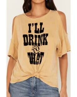 White Crow Women's I'll Drink To That Cold Shoulder Tee -Ariat Western Outlet Store 2000238641 701 P3