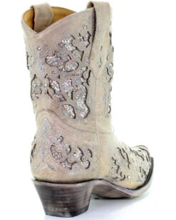 Corral Women's Metallic Glitter Inlay & Crystal Boots - Snip Toe -Ariat Western Outlet Store 2000241024 100 D2