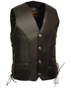 Milwaukee Leather Men's Buffalo Snap Braided Side Lace Vest