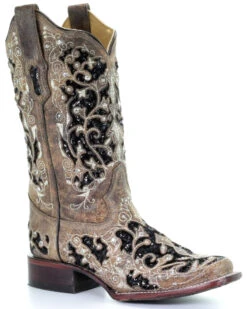 Corral Women's Sequin Inlay Western Boots - Square Toe