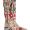 Corral Women's Cactus Floral Embroidery Overlay Western Boots - Square Toe