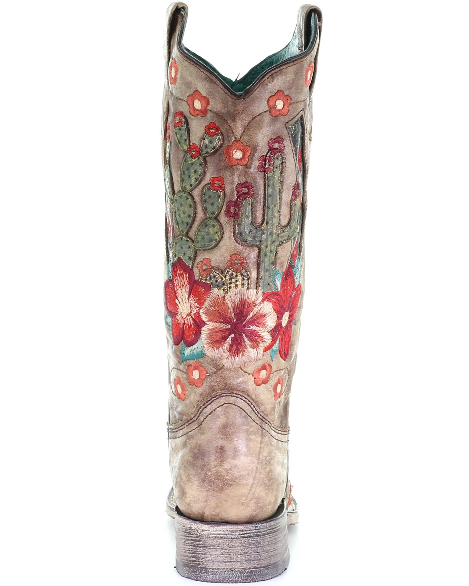 Corral Women's Cactus Floral Embroidery Overlay Western Boots - Square Toe 4 Corral Women's Cactus Floral Embroidery Overlay Western Boots - Square Toe - Image 4