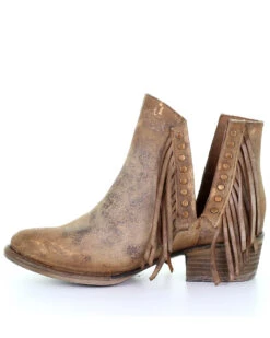 Circle G Women's Brown Studded Fringe Booties - Round Toe -Ariat Western Outlet Store 2000282867 200 P3