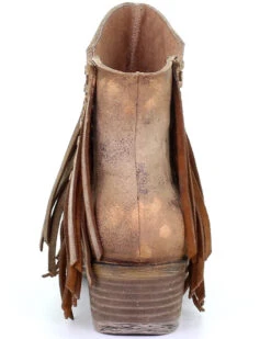 Circle G Women's Brown Studded Fringe Booties - Round Toe -Ariat Western Outlet Store 2000282867 200 P4