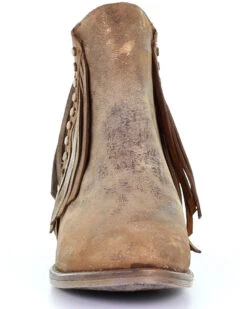 Circle G Women's Brown Studded Fringe Booties - Round Toe -Ariat Western Outlet Store 2000282867 200 P5
