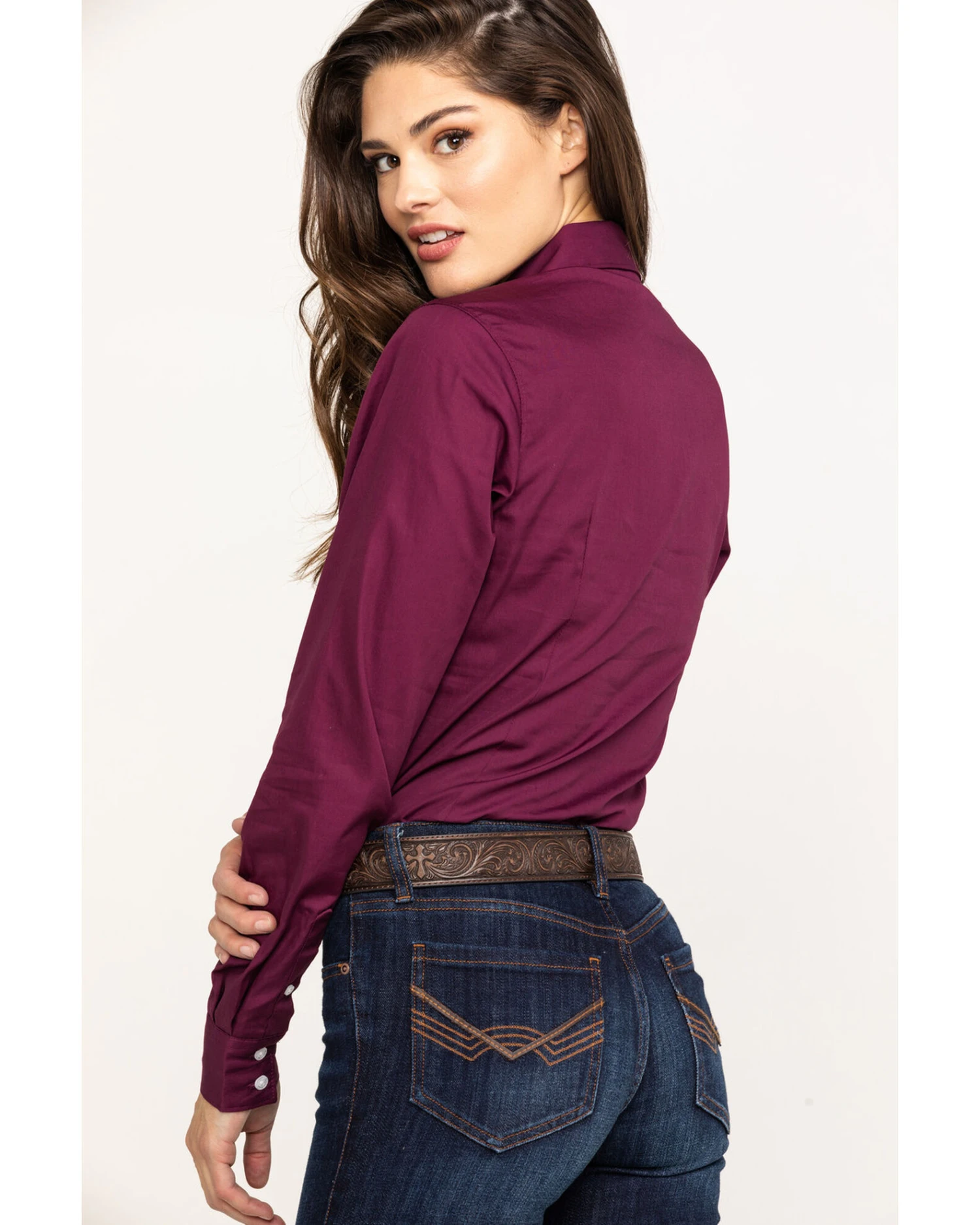 Cinch Women's Burgundy Button-Down Long Sleeve Western Shirt 2 Cinch Women's Burgundy Button-Down Long Sleeve Western Shirt - Image 2