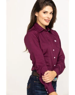 Cinch Women's Burgundy Button-Down Long Sleeve Western Shirt 8 Cinch Women's Burgundy Button-Down Long Sleeve Western Shirt -Ariat Western Outlet Store 2000283787 640 P3