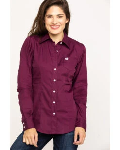 Cinch Women's Burgundy Button-Down Long Sleeve Western Shirt 10 Cinch Women's Burgundy Button-Down Long Sleeve Western Shirt -Ariat Western Outlet Store 2000283787 640 P5