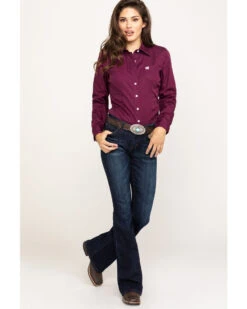 Cinch Women's Burgundy Button-Down Long Sleeve Western Shirt 11 Cinch Women's Burgundy Button-Down Long Sleeve Western Shirt -Ariat Western Outlet Store 2000283787 640 P6
