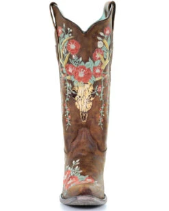 Corral Women's Deer Skull Western Boots - Snip Toe -Ariat Western Outlet Store 2000288047 280 P5