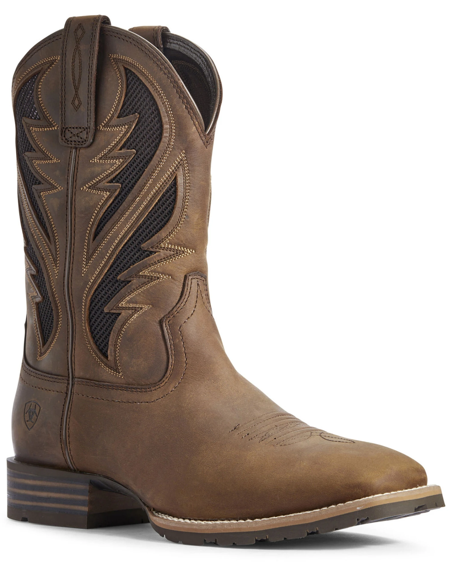 Ariat Men's Hybrid VentTEK Distressed Western Performance Boots - Broad Square Toe 1 Ariat Men's Hybrid VentTEK Distressed Western Performance Boots - Broad Square Toe