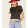 Ali Dee Women's Charcoal Rodeo Whiskey Cowboys Texas Graphic Tee 
