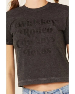 Ali Dee Women's Charcoal Rodeo Whiskey Cowboys Texas Graphic Tee  -Ariat Western Outlet Store 2000337655 022 P3