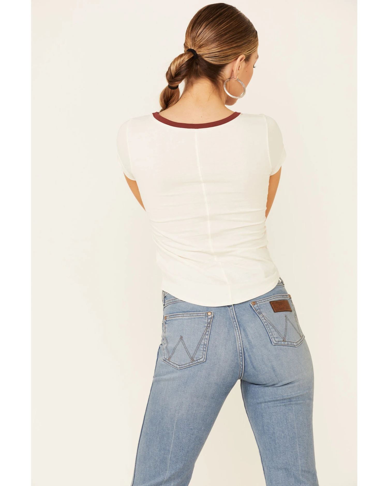 Shyanne Women's Off-White Horsing Around Graphic Short Sleeve Ringer Tee 4 Shyanne Women's Off-White Horsing Around Graphic Short Sleeve Ringer Tee - Image 4