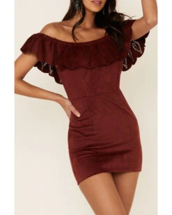 Shyanne Women's Off-Shoulder Faux Suede Dress -Ariat Western Outlet Store 2000338232 240 P3