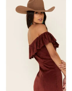 Shyanne Women's Off-Shoulder Faux Suede Dress -Ariat Western Outlet Store 2000338232 240 P5