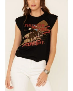 Rodeo Quincy Women's Thunderstruck Cowboy Graphic Short Sleeve Tee  -Ariat Western Outlet Store 2000344698 001 P3