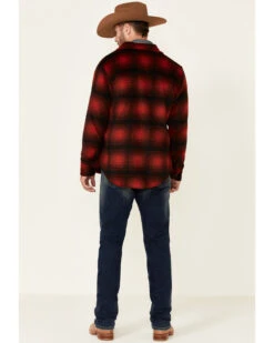 Powder River Outfitters Men's Red Ombre Plaid Wool Button-Front Shirt Jacket  -Ariat Western Outlet Store 2000345241 910 P4