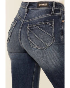 Shyanne Women's Dark High Rise Flare Distressed Knee Flare Stretch Denim Jeans 6 Shyanne Women's Dark High Rise Flare Distressed Knee Flare Stretch Denim Jeans -Ariat Western Outlet Store 2000346343 401 P3