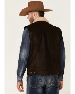 Cripple Creek Men's Mocha Lightweight Buffalo Nappa Snap-Front Leather Vest  -Ariat Western Outlet Store 2000349371 200 P4