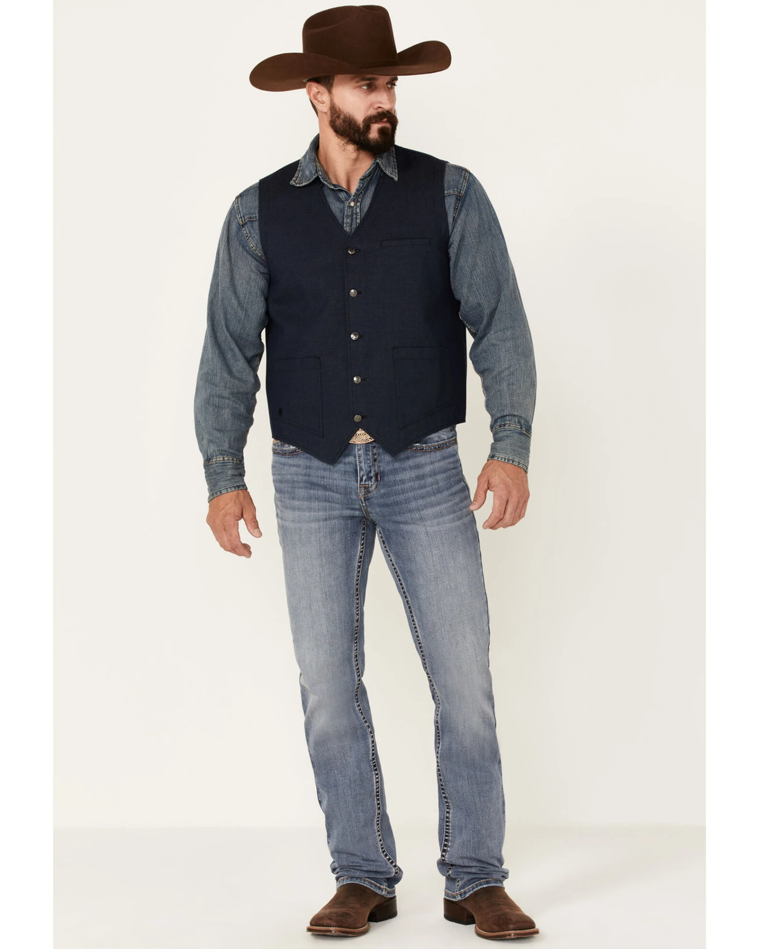 Moonshine Spirit Men's Saloon Textured Solid Button Down Western Vest 2 Moonshine Spirit Men's Saloon Textured Solid Button Down Western Vest - Image 2