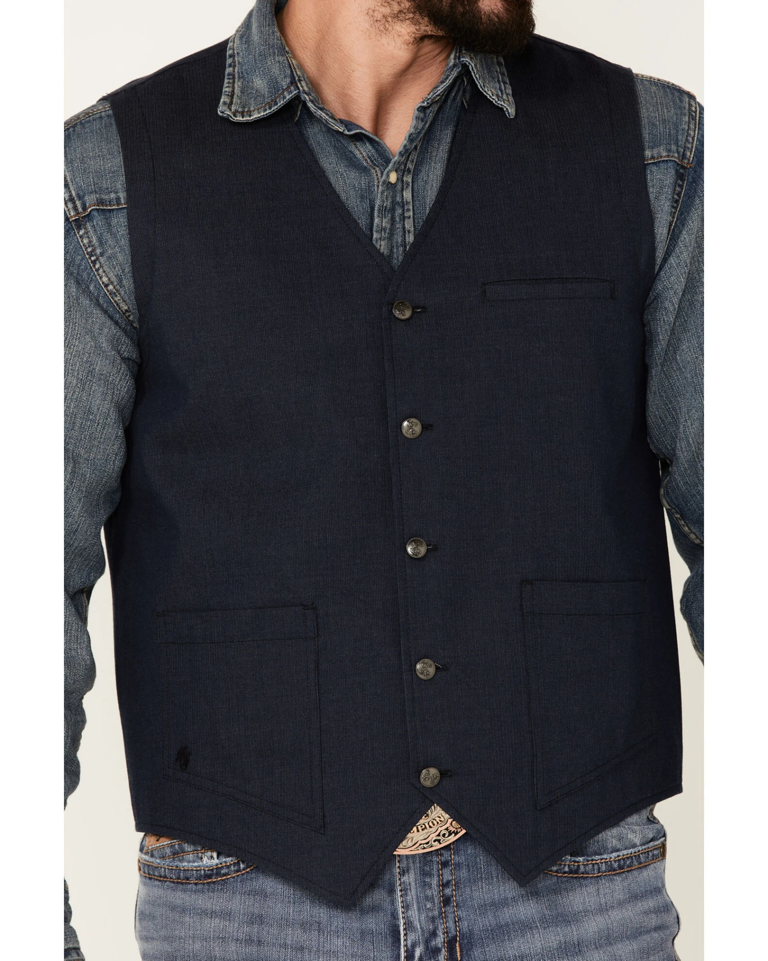Moonshine Spirit Men's Saloon Textured Solid Button Down Western Vest 3 Moonshine Spirit Men's Saloon Textured Solid Button Down Western Vest - Image 3