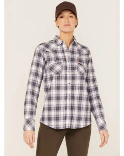 Ariat Women's FR Whitney Plaid Print Long Sleeve Snap Work Shirt