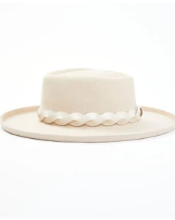 Shyanne Women's Beige Diamond Crown Turned Up Wool Felt Fedora Hat  -Ariat Western Outlet Store 2000358127 250 P3