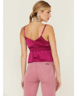 Shyanne Women's Fuchsia Satin Smocked Empire Cami -Ariat Western Outlet Store 2000358473 550 P3