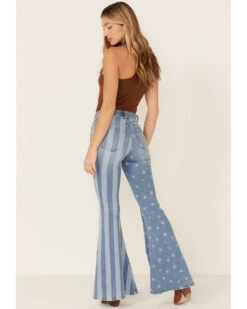 Shyanne Women's Stars & Stripes Print High Rise Super Flare Jeans 7 Shyanne Women's Stars & Stripes Print High Rise Super Flare Jeans -Ariat Western Outlet Store 2000358728 414 P4
