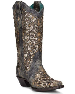 Corral Women's Inlay & Studs Western Boots - Snip Toe