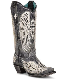 Corral Women's Cross & Wings Overlay Western Boots - Snip Toe