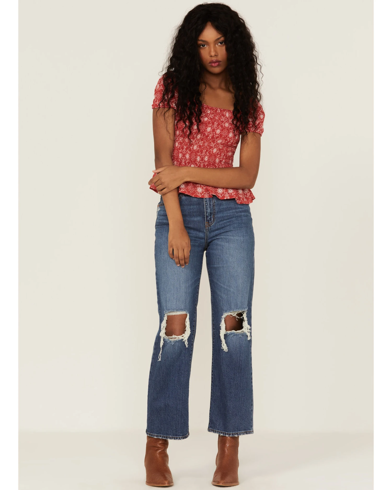 Cowgirl Hardware Women's Bandana Print Smocked Peasant Top 2 Cowgirl Hardware Women's Bandana Print Smocked Peasant Top - Image 2