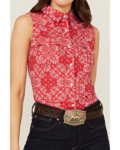 Wrangler Women's Americana Paisley Print Sleeveless Snap Western Shirt -Ariat Western Outlet Store 2000363844 942 P3
