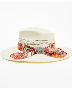 Charlie 1 Horse Women's Chisos Floral Paisley Print Western Straw Hat -Ariat Western Outlet Store 2000363950 101 P3