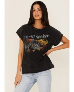 Cleo + Wolf Women's Thrill Seeker Moto Graphic Relaxed Tee