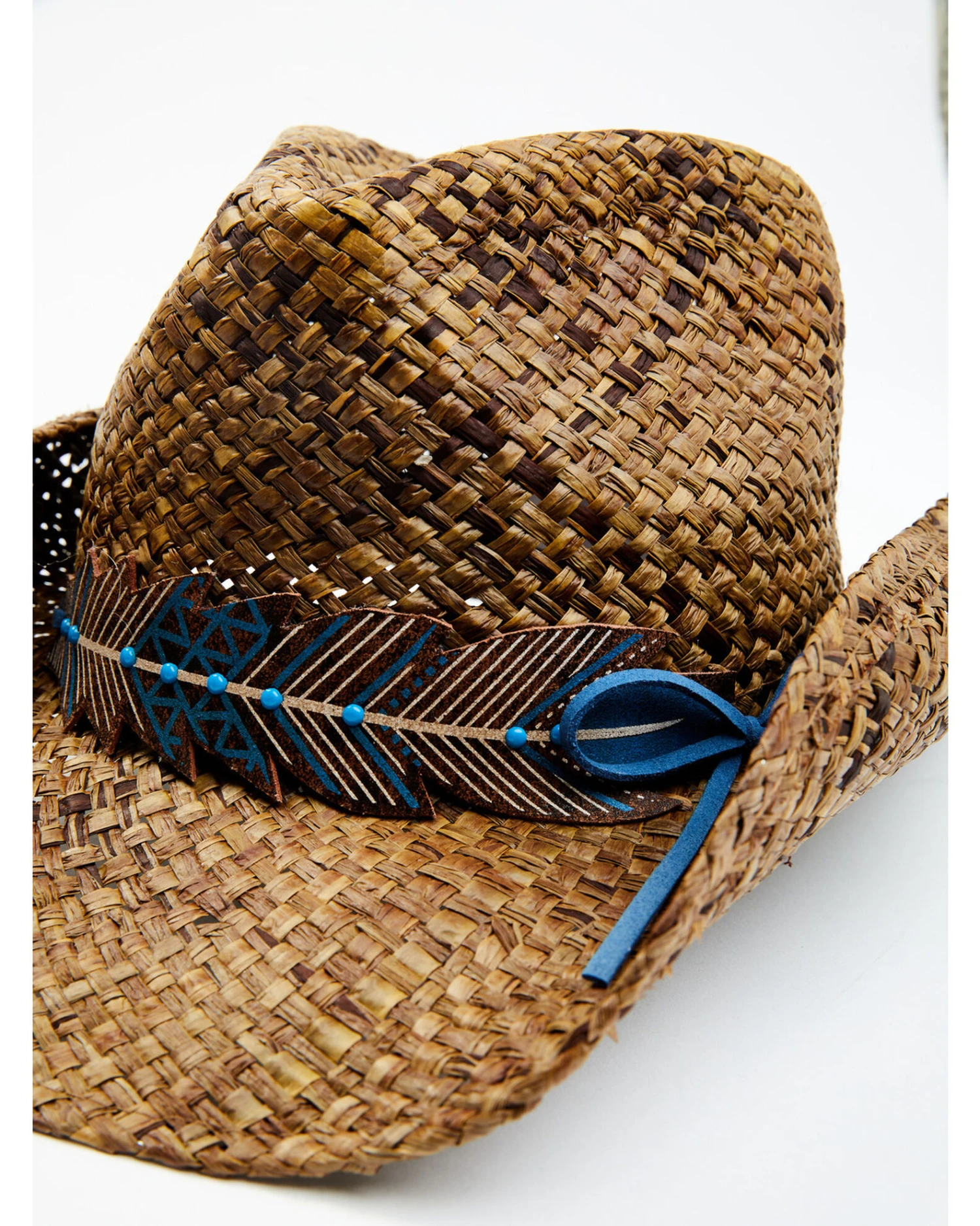 Shyanne Women's Plumazles Brown Leaf Band Raffia Straw Western Hat 2 Shyanne Women's Plumazles Brown Leaf Band Raffia Straw Western Hat - Image 2