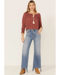 Wild Moss Women's Rust Floral Peasant Top 7 Wild Moss Women's Rust Floral Peasant Top -Ariat Western Outlet Store 2000365778 220 P4