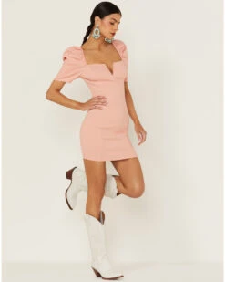 Flying Tomato Women's Bodycon Puff Sleeve Dress -Ariat Western Outlet Store 2000365833 681 P4