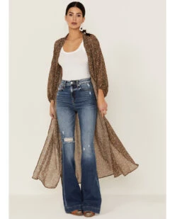 Beyond The Radar Women's Floral Chiffon Duster Maxi Kimono