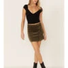 Wishlist Women's Olive Side Button Corduroy Mini Skirt